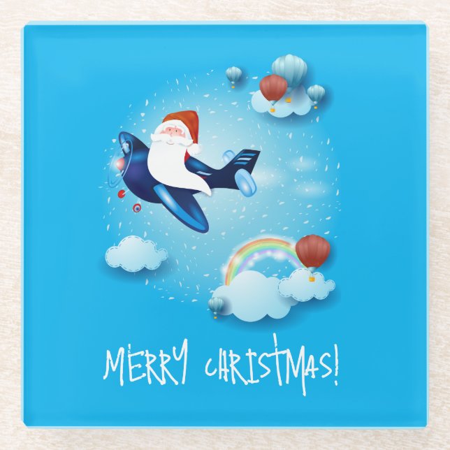 Santa is Coming Glass Coaster (Front)