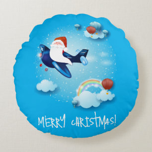 Santa is Coming Round Pillow