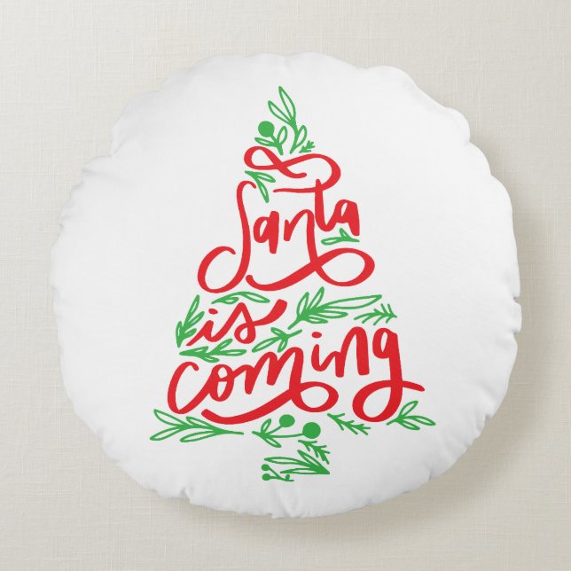 santa is coming round pillow (Front)