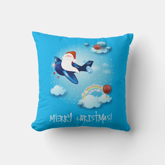 Santa is Coming Throw Pillow (Front)
