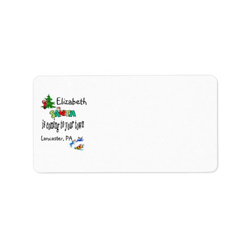 Santa is Coming to Town Christmas Return Address Label