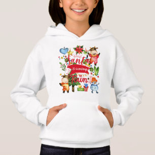 Santa Is Coming To Town - Cute Cows Holiday Party Hoodie