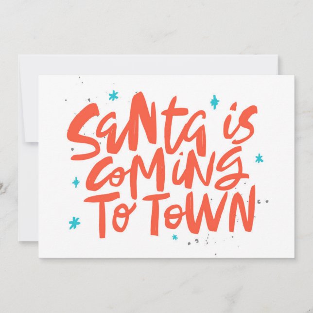 Santa is Coming to Town Holiday Design Card (Front)