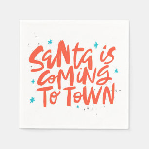 Santa is Coming to Town Holiday Design Napkins