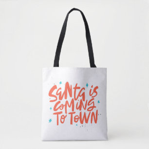 Santa is Coming to Town Holiday Design Tote Bag