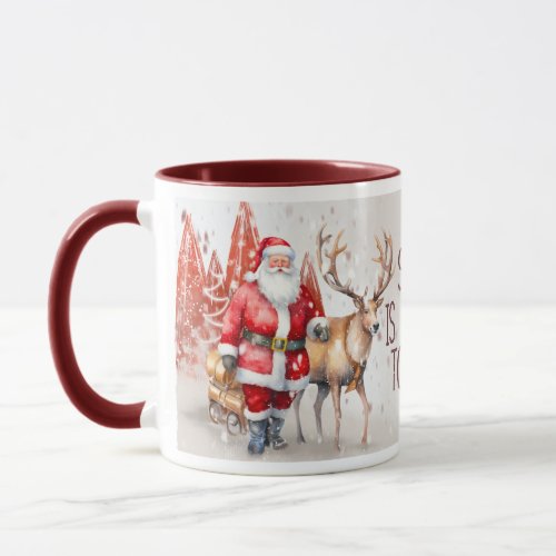 Santa is Coming to Town Reindeer Kids Mug