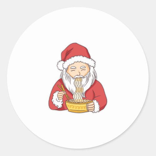 Santa Is Eating Pasta Classic Round Sticker