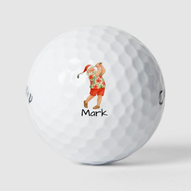 Santa is golfing Hawaii Shirt Golf Balls (Front)