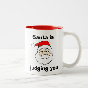 Santa is Judging You Funny Christmas Two-Tone Coffee Mug