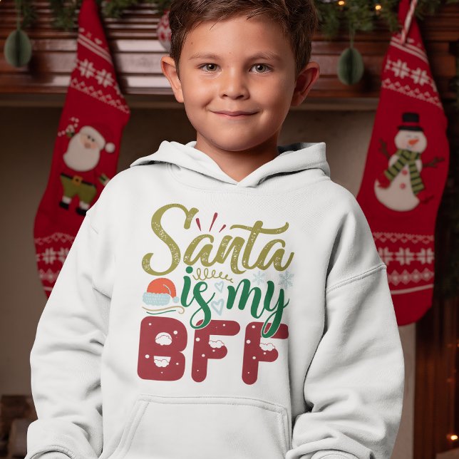 Santa Is My BFF Funny Christmas Holiday Quote Hoodie (Creator Uploaded)