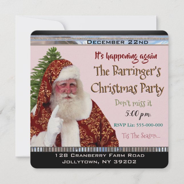 Santa is on His Way Christmas Party Invitation (Front)