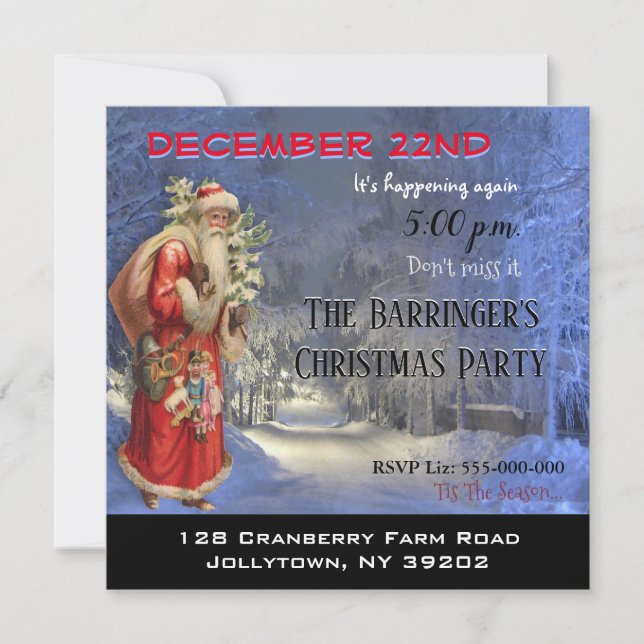 Santa is on His Way Christmas Party Invitation (Front)