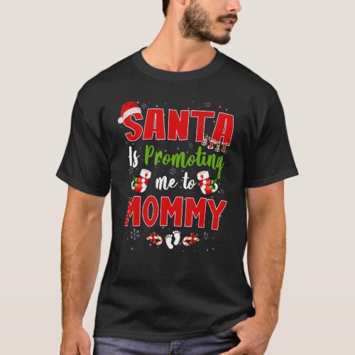 Santa Is Promoting Me To Mommy Footprint Pregnancy T_Shirt