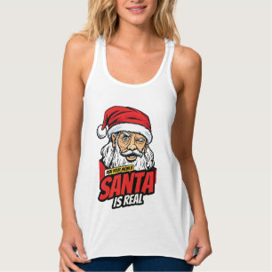 Santa Is Real – Ask Your Mom Pop Art Winking Santa Tank Top