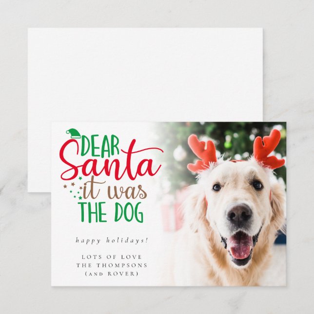 Santa It Was The Dog Photo Humorous Holiday Card (Front/Back)