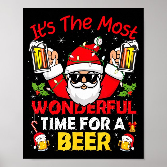 Santa It's The Most Wonderful Time For A Beer Funn Poster (Front)