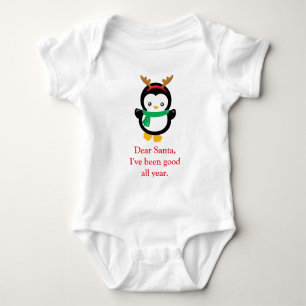 Santa I've Been Good Penguin Cute Christmas Baby Bodysuit