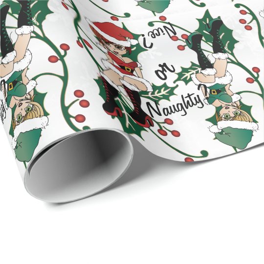 Santa I've been Naughty? or Nice? -Christmas Girl Wrapping Paper ...