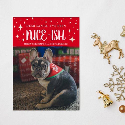 Santa Ive Been Nice_Ish Pet Foil Holiday Card