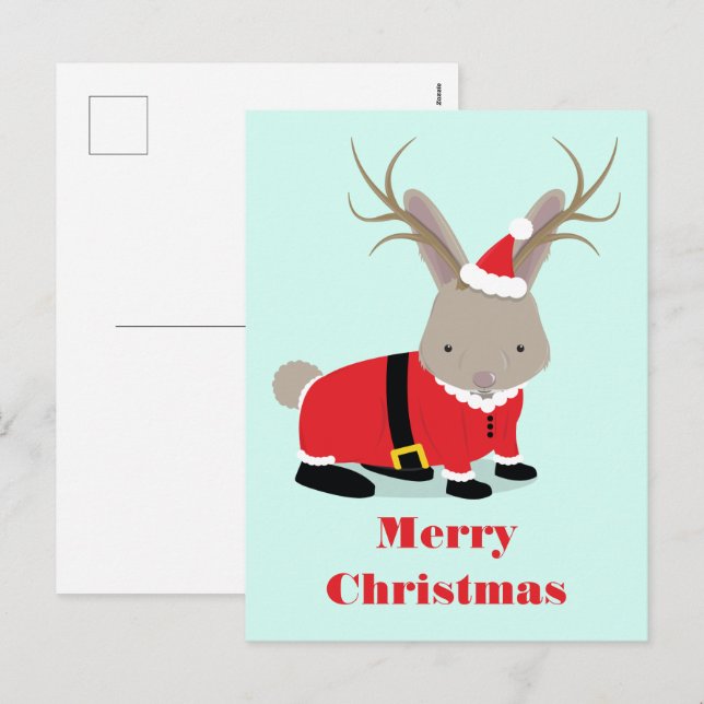 Santa Jackalope Christmas Holiday Postcard (Front/Back)