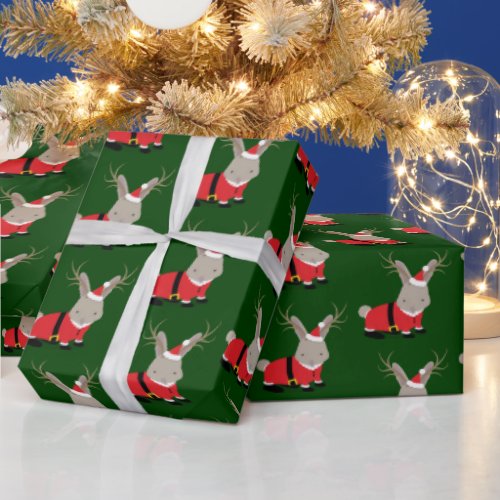 Santa Jackalope Green Novelty Christmas Wrapping P Wrapping Paper