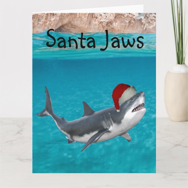 Santa Jaws Funny Christmas Shark  Card (Front)
