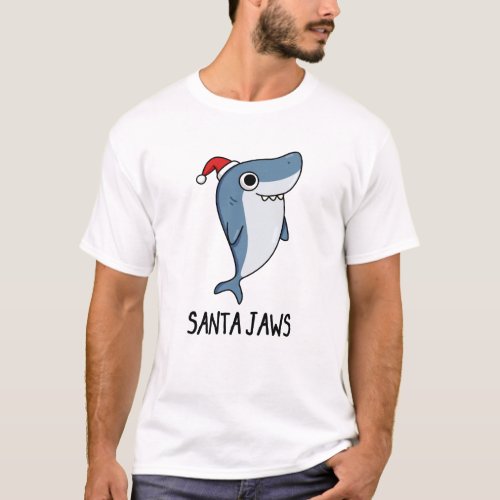 Santa Jaws Funny Shark Christmas Pun T_Shirt