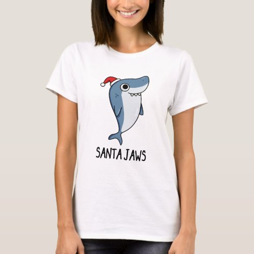 Santa Jaws Funny Shark Christmas Pun T_Shirt