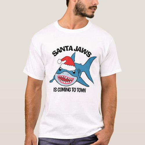 Santa Jaws Funny Shark Christmas T_Shirt