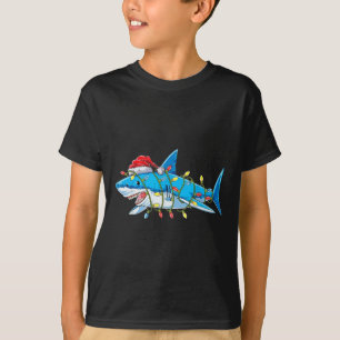 Santa Jaws Shark Christmas Lights Merry Sharkmas X T-Shirt