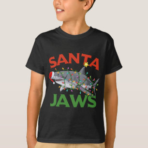 Santa Jaws Shark Christmas Lights Sharkmas Xmas Re T-Shirt