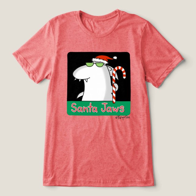 Santa Jaws Tri-Blend Shirt (Design Front)