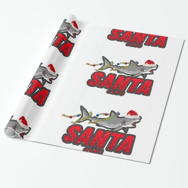 'SANTA JAWS' wrapping paper (Unrolled)
