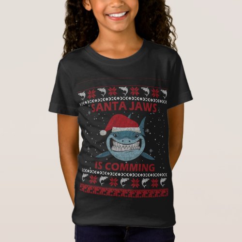 Santa Jawss Coming to Town Fun Christmas Shark Ug T_Shirt