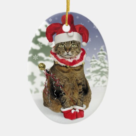 Santa Jester Cat Ornament