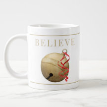 Santa JINGLE BELL, BELIEVE Typography Giant Coffe