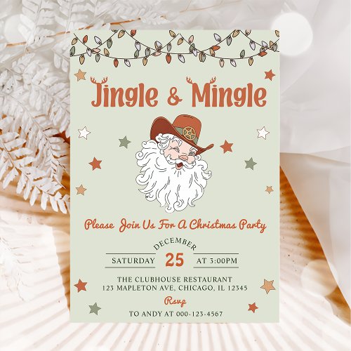 Santa Jingle  Mingle Christmas Party Invitation