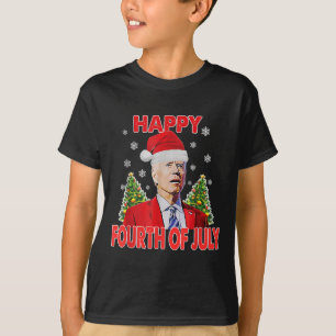 Santa Joe Biden Happy 4th Of July Funny Merry Chri T-Shirt