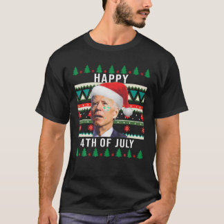 Santa Joe Biden Happy 4th Of July Ugly Christmas S T-Shirt