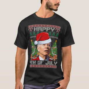 Santa Joe Biden Happy 4th Of July Ugly Christmas s T-Shirt