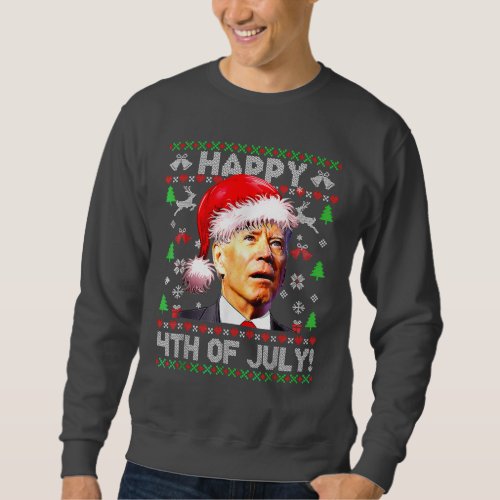 Santa Joe Biden Happy 4th Of July Ugly Christmas Sweatshirt