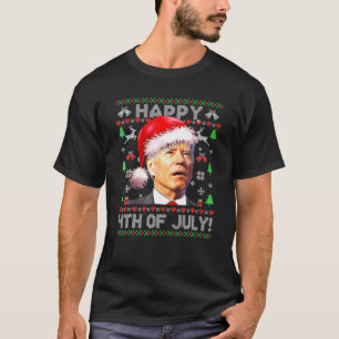 Santa Joe Biden Happy 4Th Of July Ugly Christmas T-Shirt