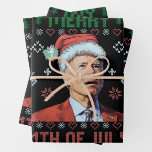 Santa Joe Biden Happy 4th of July Ugly Christmas Wrapping Paper Sheets