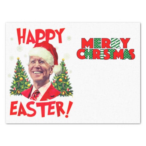 Santa joe biden happy easter ugly christmas tissue paper