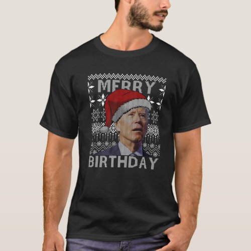 Santa Joe Biden Merry Birthday Confused Funny Ugly T_Shirt