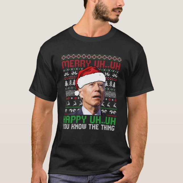Santa Joe Biden Merry Uh Uh Christmas Ugly Sweater (Front)