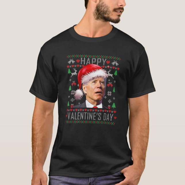 Santa Joe Biden Valentine's Day Ugly Christmas Joe T-Shirt (Front)