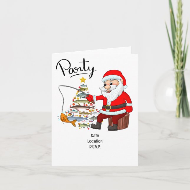 Santa Joins Fishing Fans for Christmas Cheer! Invitation (Front)