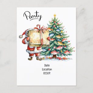 Santa Joins Fishing Fans for Christmas Cheer! Invitation Postcard