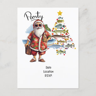 Santa Joins Fishing Fans for Christmas Cheer! Invitation Postcard